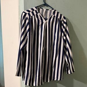 SHEIN Navy and White Striped Blouse